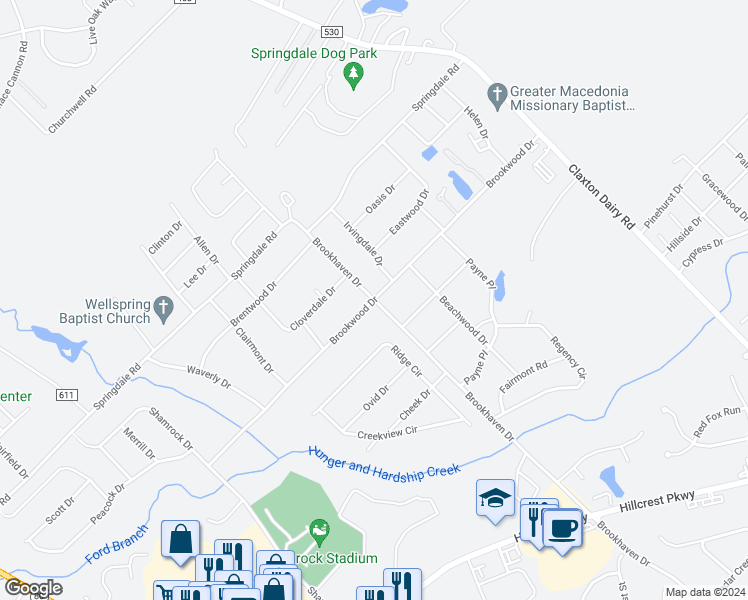 map of restaurants, bars, coffee shops, grocery stores, and more near 434 Brookhaven Drive in Dublin
