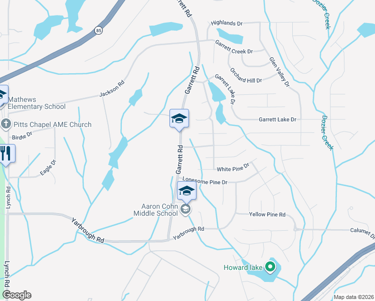 map of restaurants, bars, coffee shops, grocery stores, and more near 8002 Garrett Pines Drive in Columbus