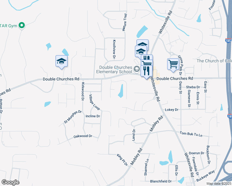 map of restaurants, bars, coffee shops, grocery stores, and more near 1004 Silver Lake Court in Columbus