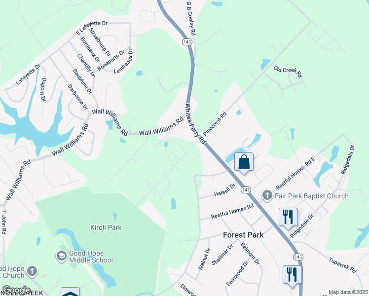 map of restaurants, bars, coffee shops, grocery stores, and more near 4959 Whites Ferry Road in West Monroe