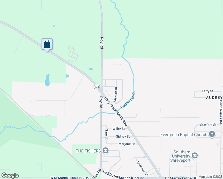 map of restaurants, bars, coffee shops, grocery stores, and more near 3903 Caliburn Drive in Shreveport