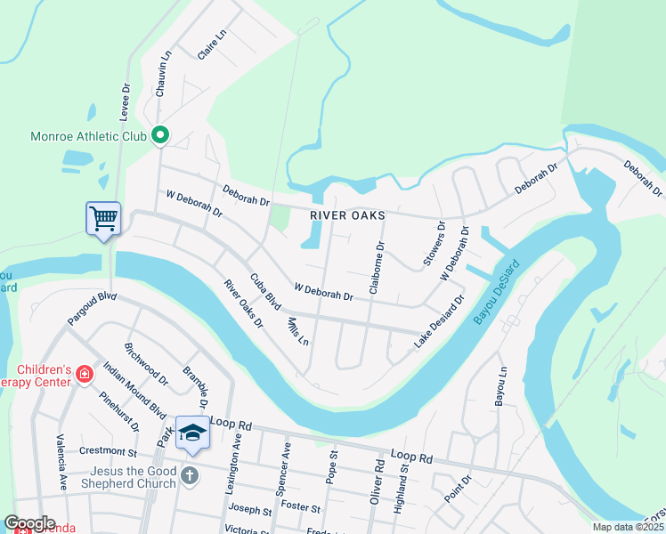 map of restaurants, bars, coffee shops, grocery stores, and more near 2900 West Deborah Drive in Monroe