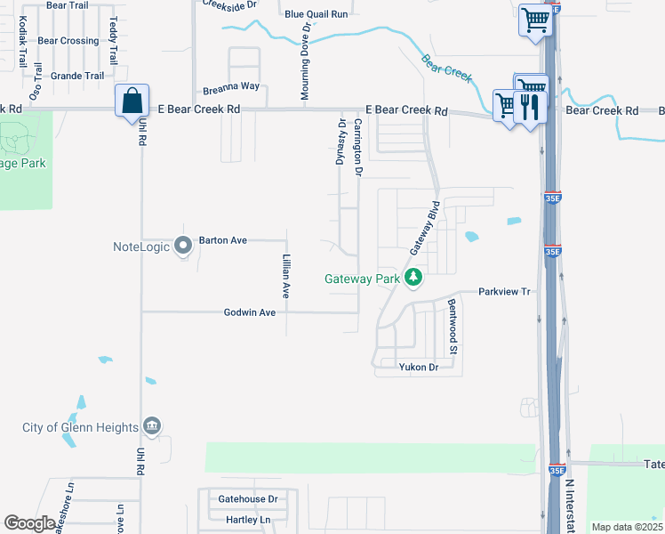 map of restaurants, bars, coffee shops, grocery stores, and more near 8 Barton Avenue in Glenn Heights
