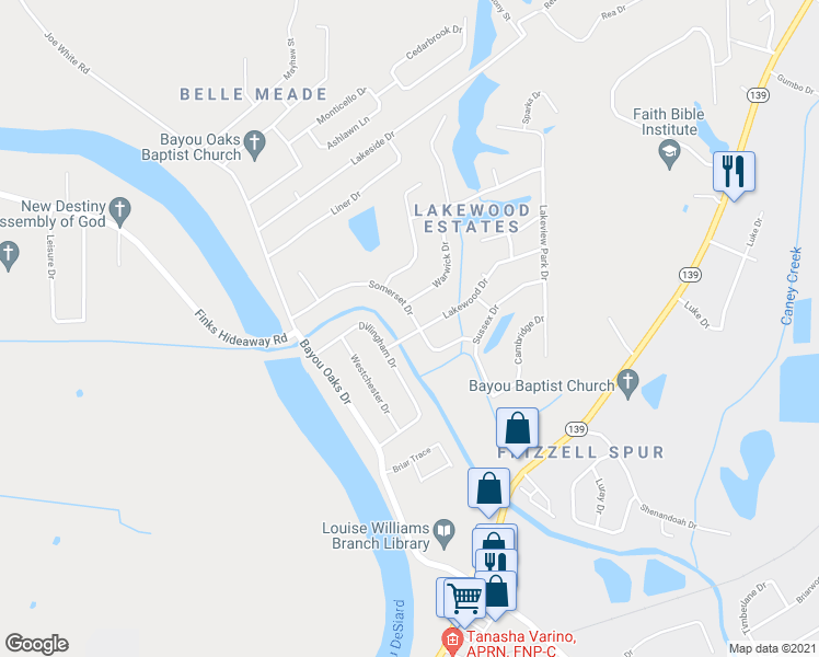 map of restaurants, bars, coffee shops, grocery stores, and more near 304 Somerset Dr in Monroe