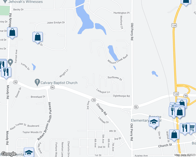map of restaurants, bars, coffee shops, grocery stores, and more near 517 Clover Trail in Bonaire