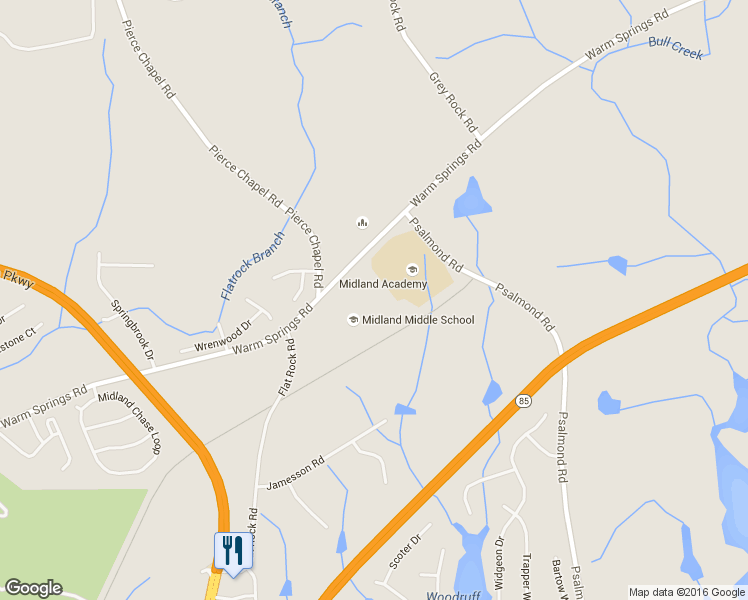 map of restaurants, bars, coffee shops, grocery stores, and more near 6990 Warm Springs Rd in Midland