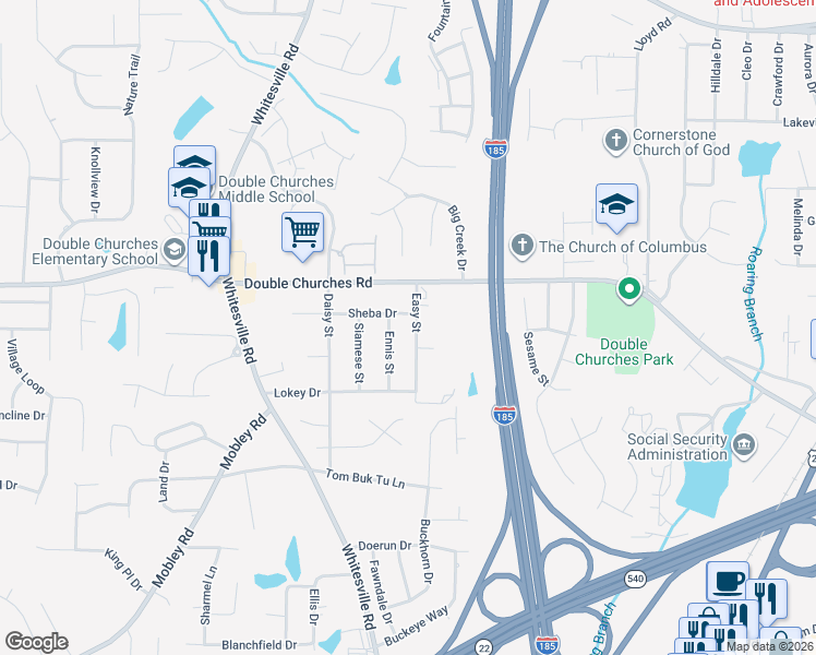 map of restaurants, bars, coffee shops, grocery stores, and more near 7401 Easy Street in Columbus