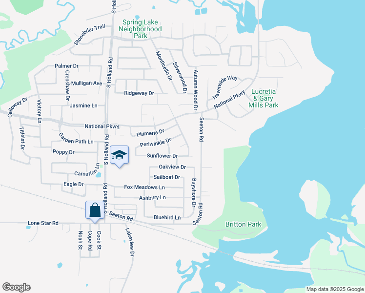 map of restaurants, bars, coffee shops, grocery stores, and more near 4500 Morning Glory Lane in Mansfield