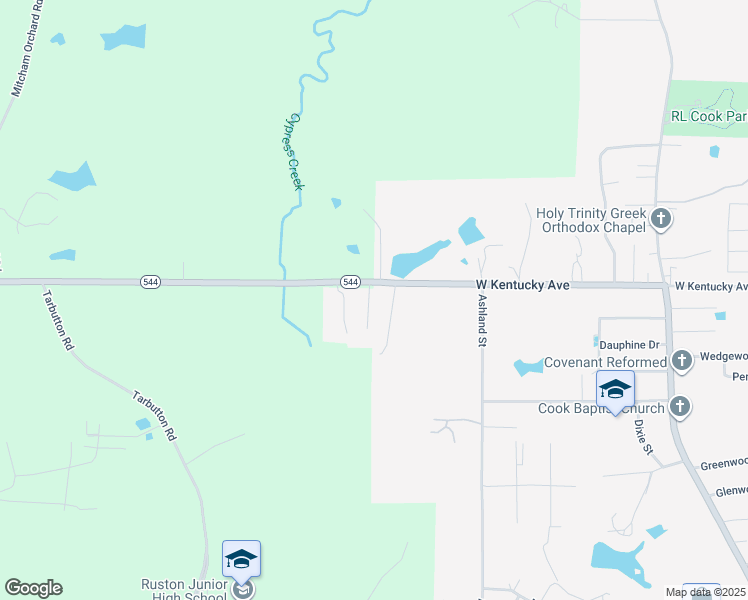 map of restaurants, bars, coffee shops, grocery stores, and more near 2308 Desiree Street in Ruston