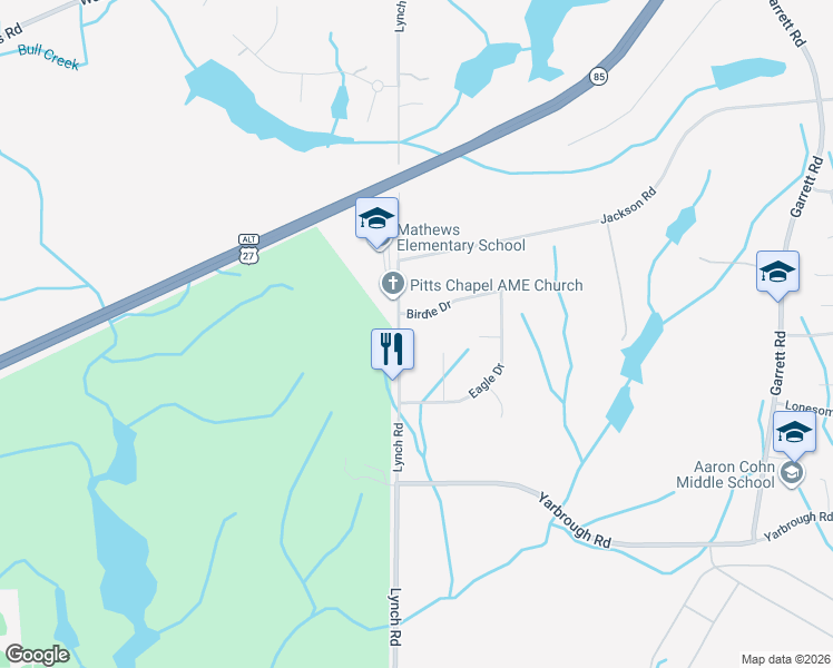 map of restaurants, bars, coffee shops, grocery stores, and more near 7450 Lynch Road in Columbus