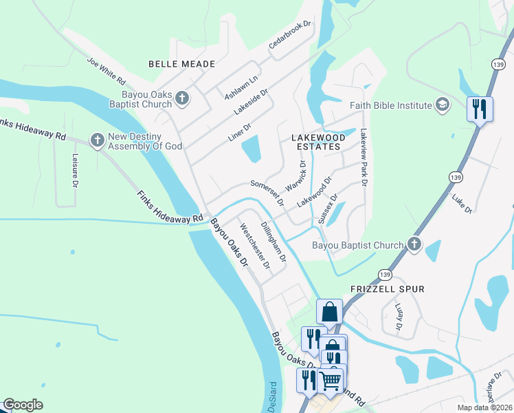 map of restaurants, bars, coffee shops, grocery stores, and more near 142 Dillingham Drive in Monroe