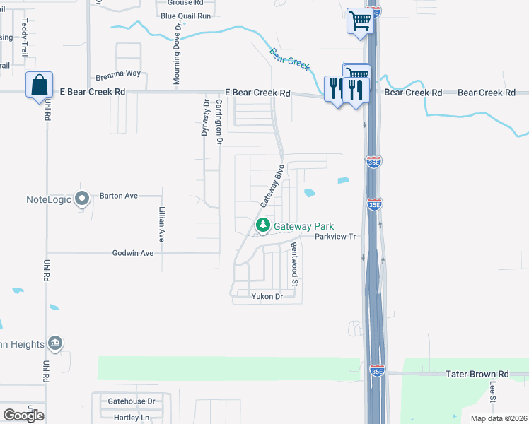 map of restaurants, bars, coffee shops, grocery stores, and more near 1200 Seneca Place in Glenn Heights