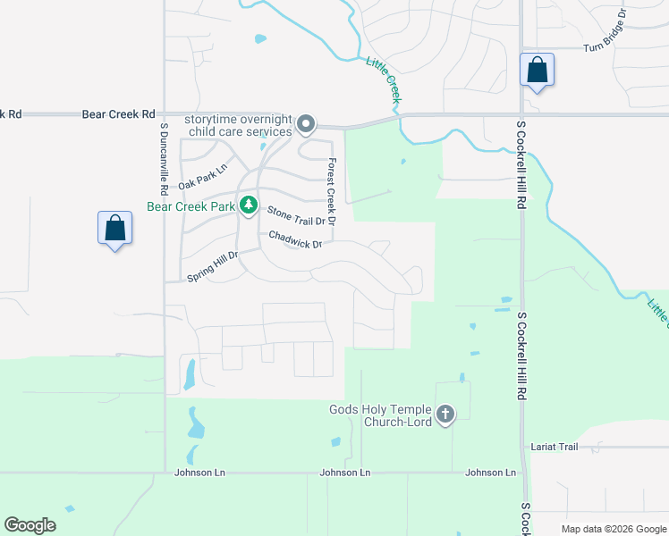 map of restaurants, bars, coffee shops, grocery stores, and more near 4 Ranch View Drive in Cedar Hill