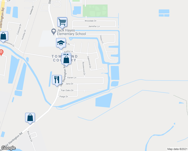 map of restaurants, bars, coffee shops, grocery stores, and more near 41 Karen Lane in Monroe