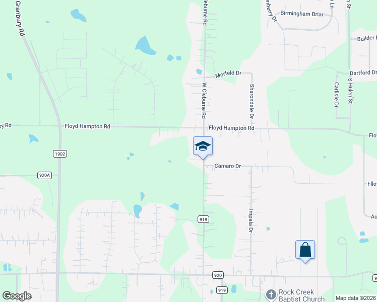 map of restaurants, bars, coffee shops, grocery stores, and more near 1416 West Cleburne Road in Crowley