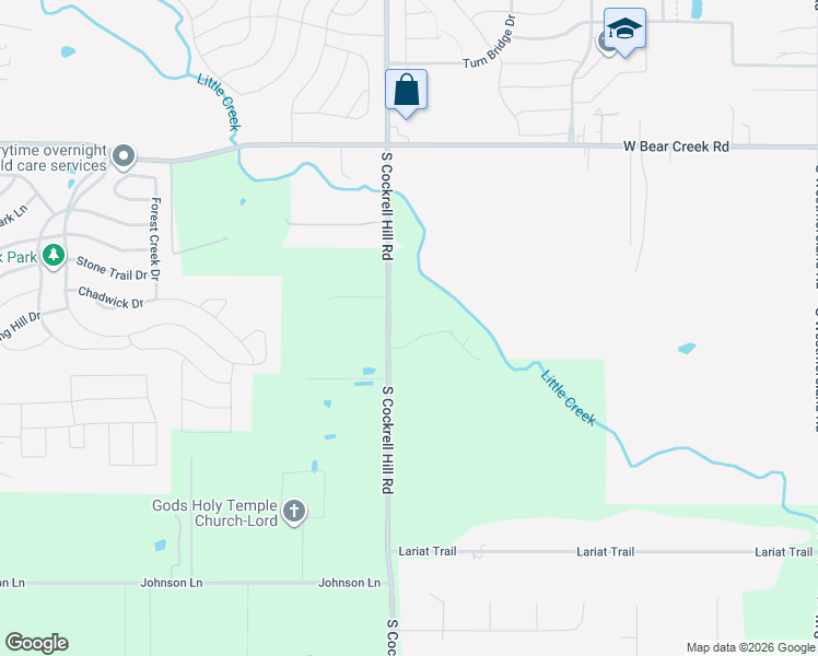 map of restaurants, bars, coffee shops, grocery stores, and more near 204 Splitrock in Ovilla
