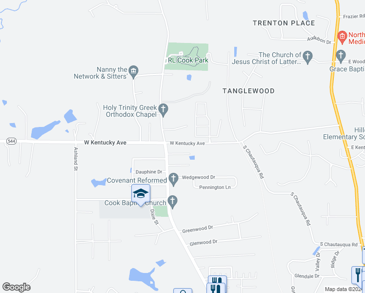 map of restaurants, bars, coffee shops, grocery stores, and more near 1309 West Kentucky Avenue in Ruston