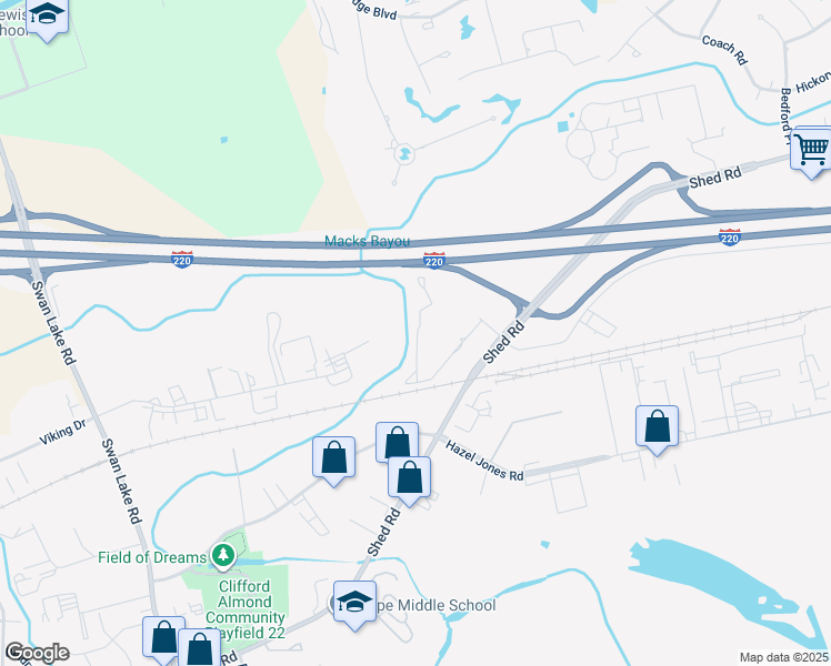 map of restaurants, bars, coffee shops, grocery stores, and more near 2020 Valley View Circle in Bossier City
