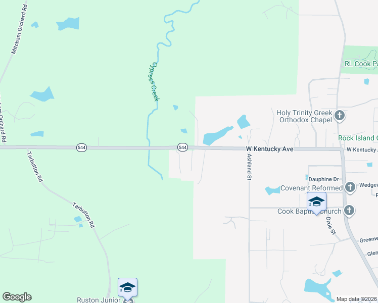 map of restaurants, bars, coffee shops, grocery stores, and more near 2308 Desiree Street in Ruston