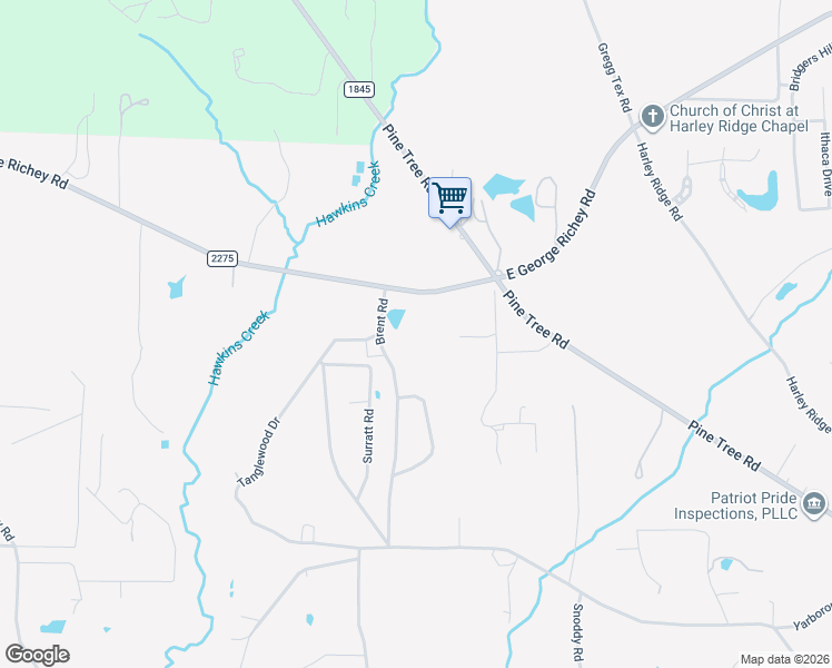 map of restaurants, bars, coffee shops, grocery stores, and more near 5014 Brent Road in Longview