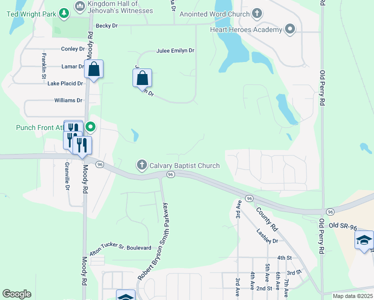 map of restaurants, bars, coffee shops, grocery stores, and more near 105 Wright Lane in Bonaire