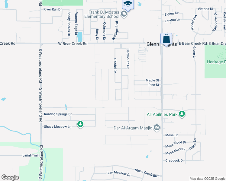 map of restaurants, bars, coffee shops, grocery stores, and more near 1911 Notre Dame Drive in Glenn Heights