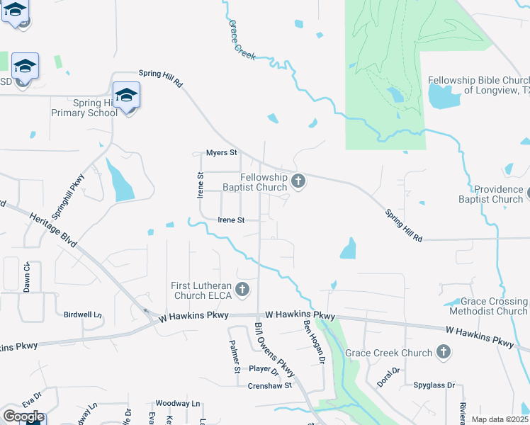 map of restaurants, bars, coffee shops, grocery stores, and more near 4002 Bill Owens Parkway in Longview
