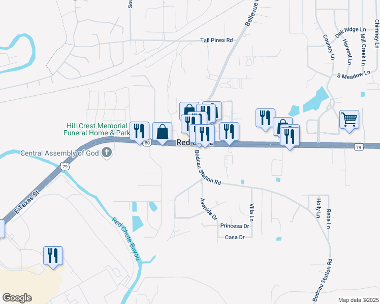 map of restaurants, bars, coffee shops, grocery stores, and more near in Red Chute