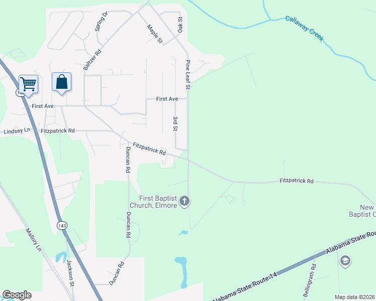 map of restaurants, bars, coffee shops, grocery stores, and more near 42 Pine Leaf Street in Wetumpka