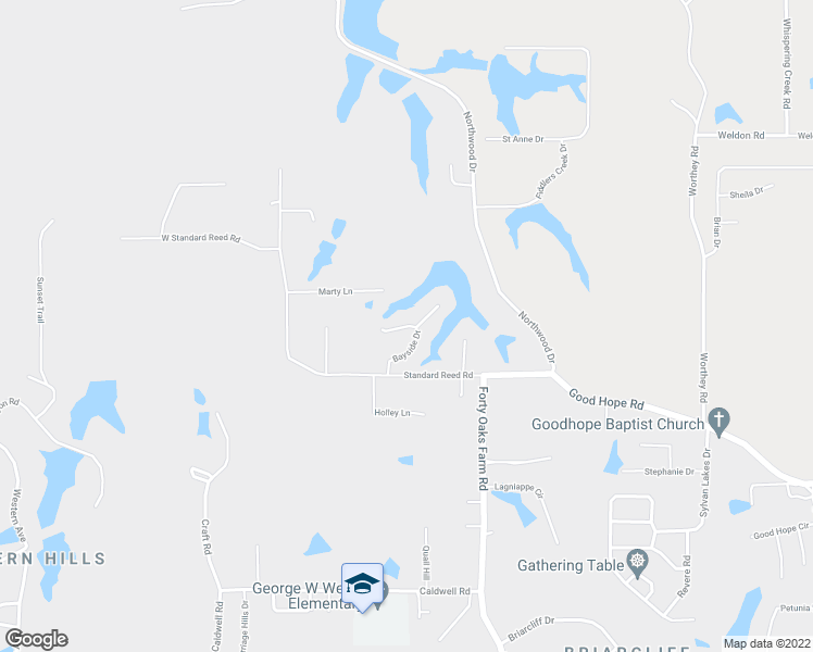 map of restaurants, bars, coffee shops, grocery stores, and more near 202 Bayside Drive in West Monroe