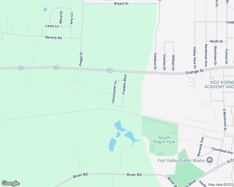 map of restaurants, bars, coffee shops, grocery stores, and more near 155 Christopher Circle in Fort Valley