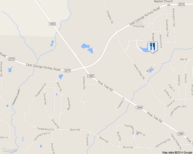 map of restaurants, bars, coffee shops, grocery stores, and more near 4616 Pine Tree Road in Longview