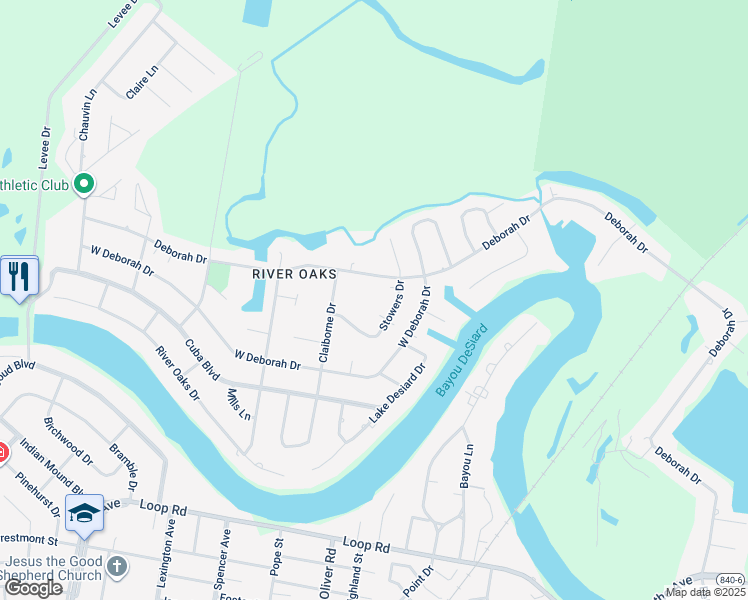 map of restaurants, bars, coffee shops, grocery stores, and more near 3100 Deborah Drive in Monroe