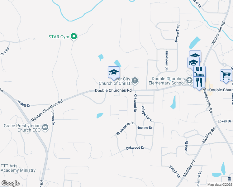map of restaurants, bars, coffee shops, grocery stores, and more near 7401 Cedar Creek Drive in Columbus