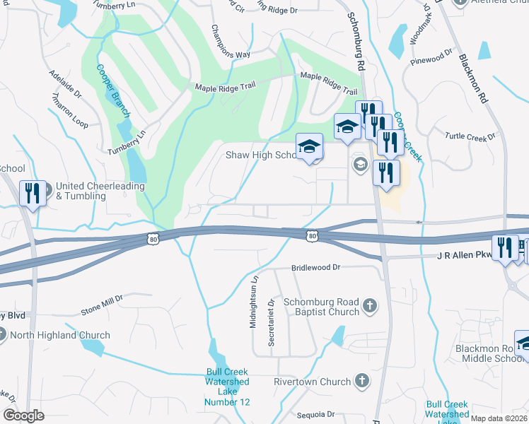 map of restaurants, bars, coffee shops, grocery stores, and more near 7535 Shaw Heights Drive in Columbus