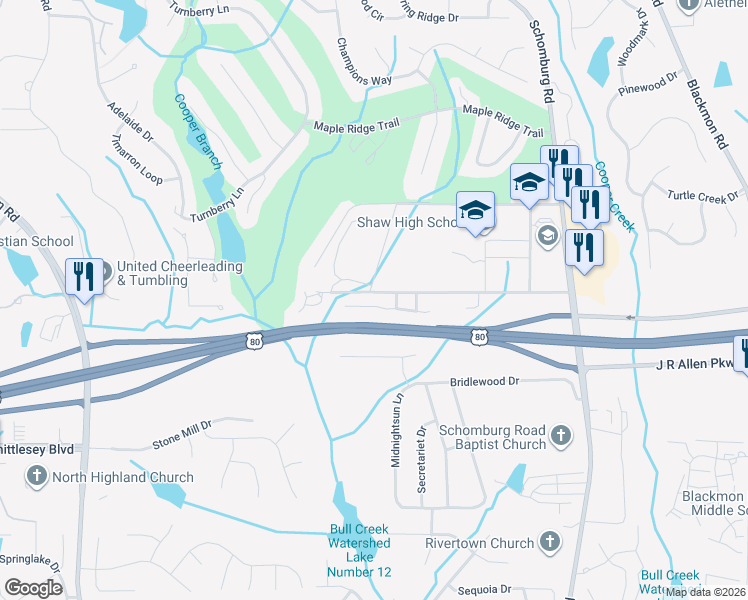map of restaurants, bars, coffee shops, grocery stores, and more near 4579 Mayo Drive in Columbus