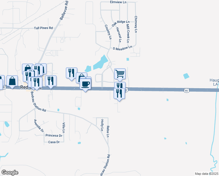 map of restaurants, bars, coffee shops, grocery stores, and more near 2829 U.S. 80 in Haughton