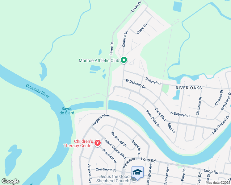 map of restaurants, bars, coffee shops, grocery stores, and more near 2603 River Oaks Dr in Monroe