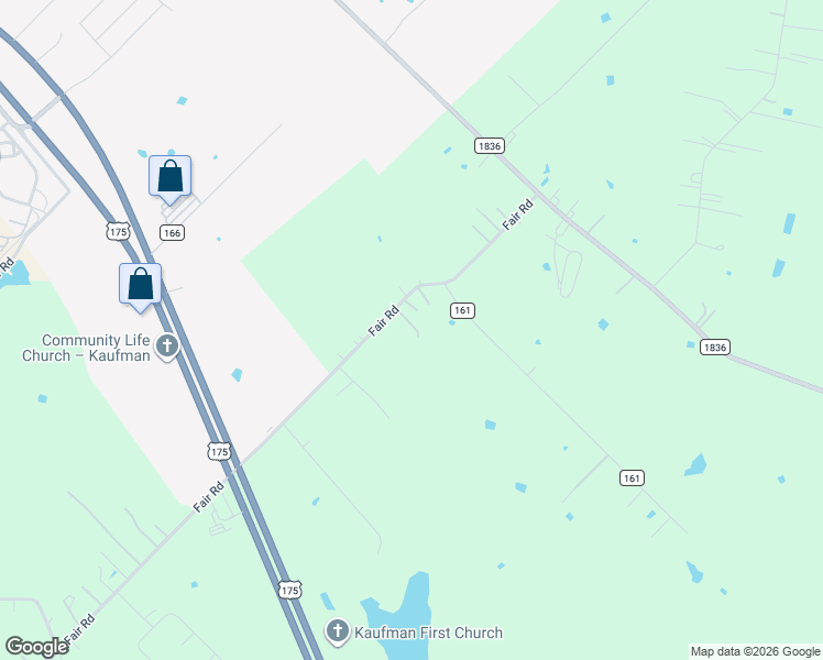 map of restaurants, bars, coffee shops, grocery stores, and more near 5557 Fair Road in Kaufman
