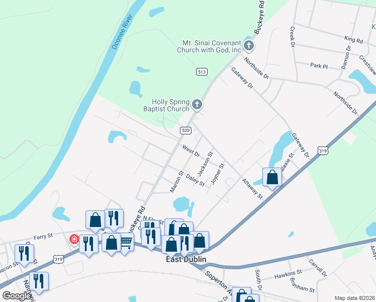 map of restaurants, bars, coffee shops, grocery stores, and more near 210 Marion Street in Dublin