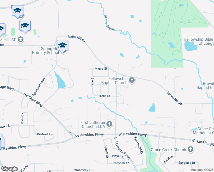 map of restaurants, bars, coffee shops, grocery stores, and more near 809 Joanie Street in Longview