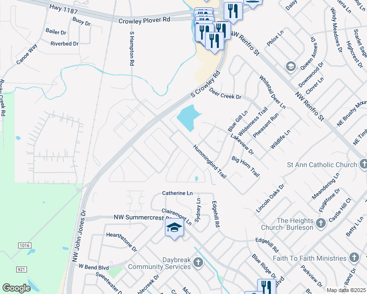 map of restaurants, bars, coffee shops, grocery stores, and more near 517 Richard Street in Crowley