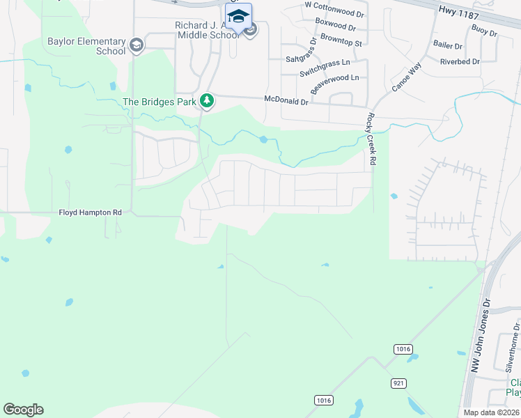 map of restaurants, bars, coffee shops, grocery stores, and more near 1701 Conley Lane in Crowley