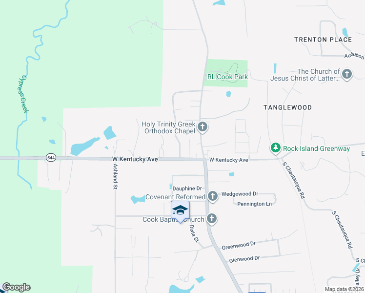 map of restaurants, bars, coffee shops, grocery stores, and more near 2407 Arcadia Drive in Ruston
