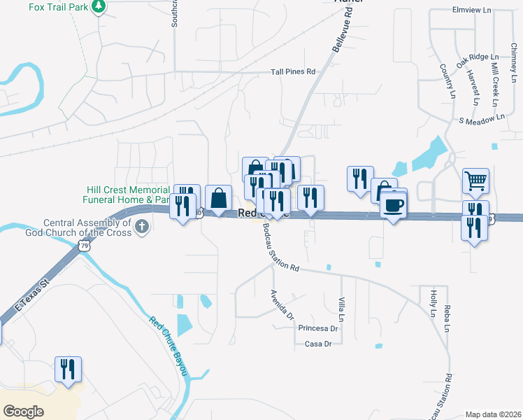 map of restaurants, bars, coffee shops, grocery stores, and more near in Red Chute