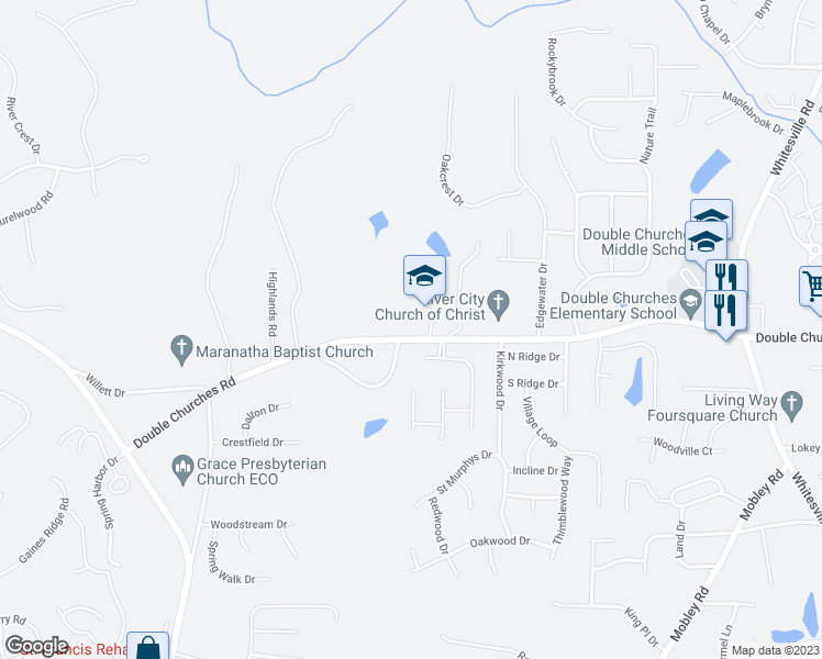 map of restaurants, bars, coffee shops, grocery stores, and more near 737 Double Churches Road in Columbus
