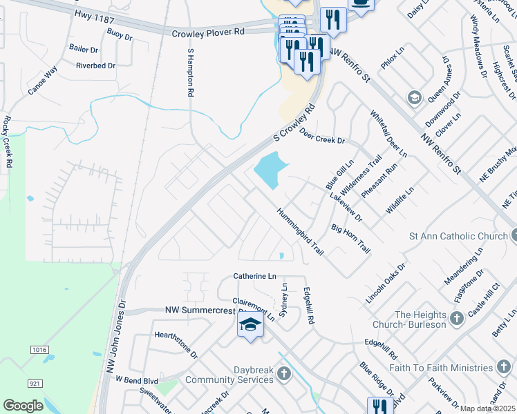 map of restaurants, bars, coffee shops, grocery stores, and more near 517 Richard Street in Crowley