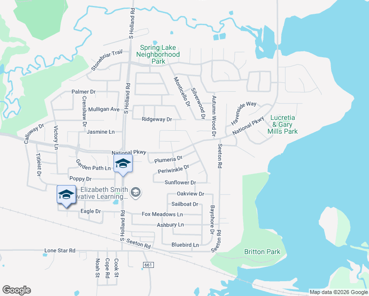 map of restaurants, bars, coffee shops, grocery stores, and more near 4500 National Parkway in Mansfield