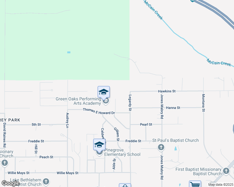 map of restaurants, bars, coffee shops, grocery stores, and more near 2550 Thomas E Howard Drive in Shreveport