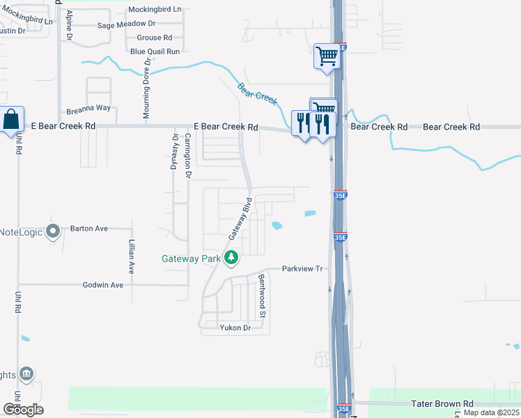 map of restaurants, bars, coffee shops, grocery stores, and more near 1201 Reagen Drive in Glenn Heights
